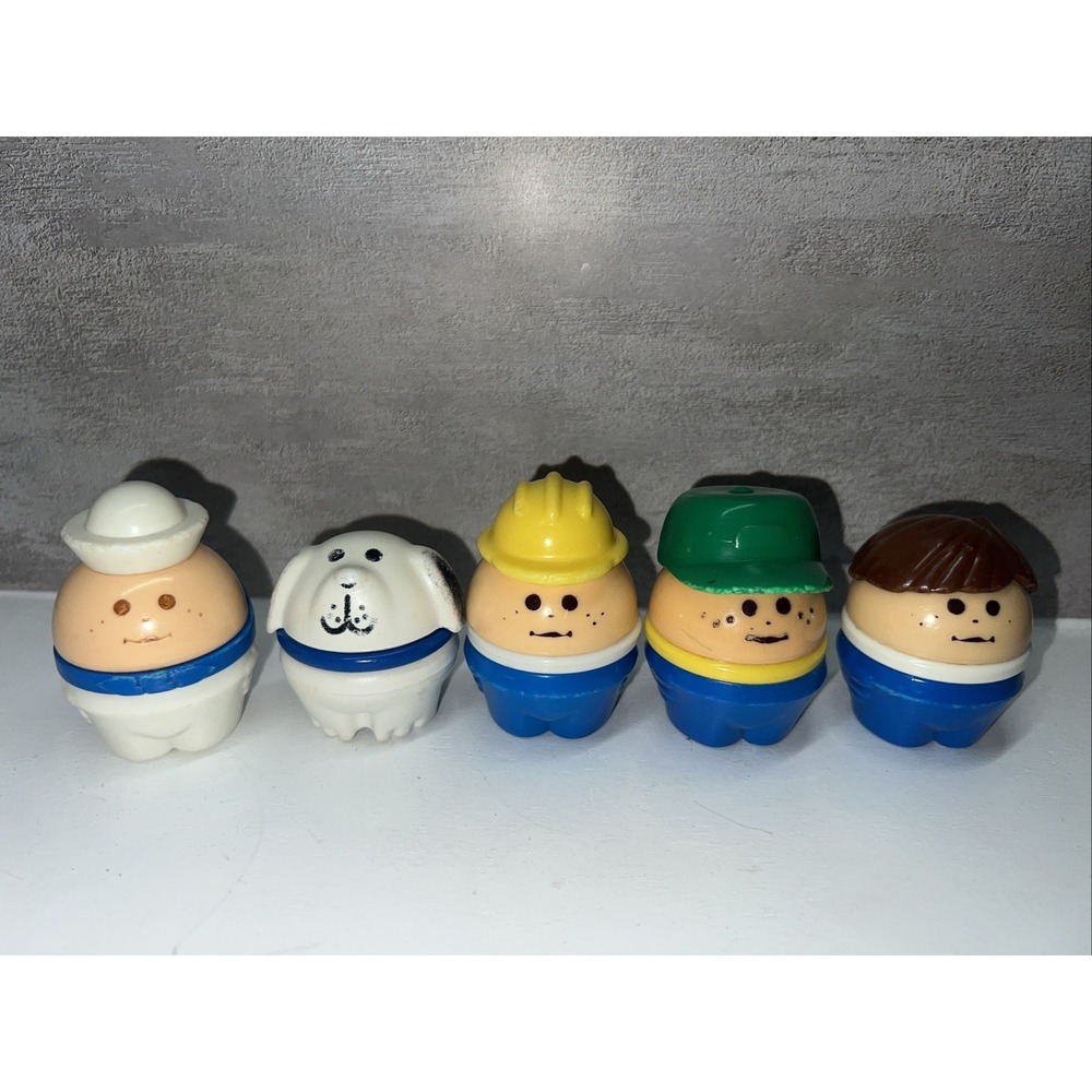 Lot 5 Vintage Little Tikes Little People Sailor Construction Workers Dog Basebal